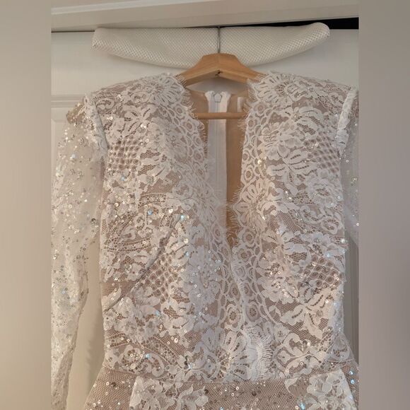 NWOT BRONX AND BANCO Isabella Long Sleeve Mini Dress in White - Picture 8 of 16